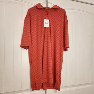 NWT Oxford America men's orange stripe short-sleeved polo shirt, size L